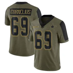 Men's Ajani Cornelius Dallas Cowboys No.69 Limited 2021 Salute To Service Jersey - Olive
