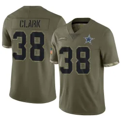 Men's Alijah Clark Dallas Cowboys No.38 Limited 2022 Salute To Service Jersey - Olive