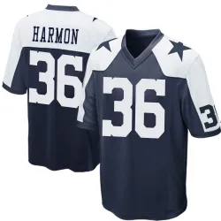 Men's Bruce Harmon Dallas Cowboys No.36 Game Throwback Jersey - Navy Blue