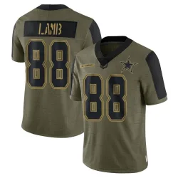 Men's CeeDee Lamb Dallas Cowboys No.88 Limited 2021 Salute To Service Jersey - Olive