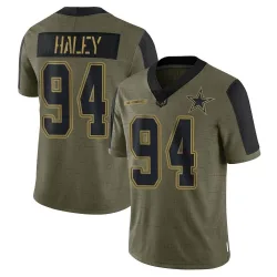 Men's Charles Haley Dallas Cowboys No.94 Limited 2021 Salute To Service Jersey - Olive