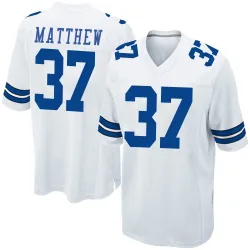 Men's Christian Matthew Dallas Cowboys No.37 Game Jersey - White