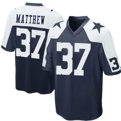 Men's Christian Matthew Dallas Cowboys No.37 Game Throwback Jersey - Navy Blue