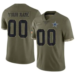 Men's Custom Dallas Cowboys No.00 Limited 2022 Salute To Service Jersey - Olive
