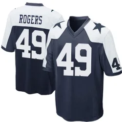 Men's DJ Rogers Dallas Cowboys No.49 Game Throwback Jersey - Navy Blue