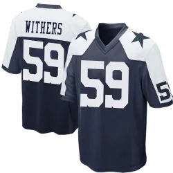 Men's D.J. Withers Dallas Cowboys No.59 Game Throwback Jersey - Navy Blue