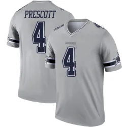 Men's Dak Prescott Dallas Cowboys No.4 Legend Inverted Jersey - Gray