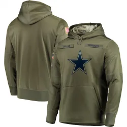 Men's Dallas Cowboys No. 2018 Salute to Service Sideline Therma Performance Pullover Hoodie - Olive