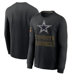 Men's Dallas Cowboys No. 2020 Salute to Service Sideline Performance Long Sleeve T-Shirt - Black
