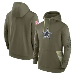 Men's Dallas Cowboys No. 2022 Salute to Service Therma Performance Pullover Hoodie - Olive