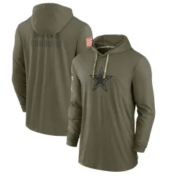 Men's Dallas Cowboys No. 2022 Salute to Service Tonal Pullover Hoodie - Olive