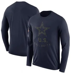 Men's Dallas Cowboys No. Legend 2018 Salute to Service Sideline Performance Long Sleeve T-Shirt - Navy
