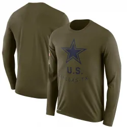 Men's Dallas Cowboys No. Legend 2018 Salute to Service Sideline Performance Long Sleeve T-Shirt - Olive