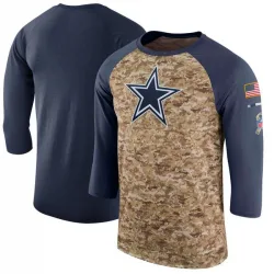 Men's Dallas Cowboys No. Legend Salute to Service 2017 Sideline Performance Three-Quarter Sleeve T-Shirt - Camo/Navy