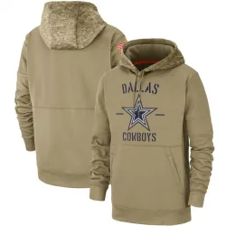 Men's Dallas Cowboys No. Tan 2019 Salute to Service Sideline Therma Pullover Hoodie