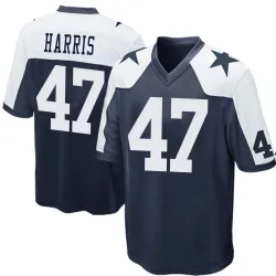 Men's Darius Harris Dallas Cowboys No.47 Game Throwback Jersey - Navy Blue