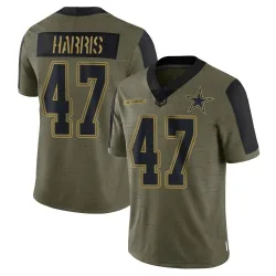 Men's Darius Harris Dallas Cowboys No.47 Limited 2021 Salute To Service Jersey - Olive