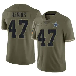 Men's Darius Harris Dallas Cowboys No.47 Limited 2022 Salute To Service Jersey - Olive