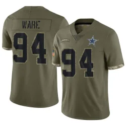 Men's DeMarcus Ware Dallas Cowboys No.94 Limited 2022 Salute To Service Jersey - Olive