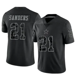 Men's Deion Sanders Dallas Cowboys No.21 Limited Reflective Jersey - Black