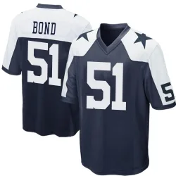 Men's Devante Bond Dallas Cowboys No.51 Game Throwback Jersey - Navy Blue