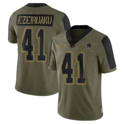 Men's Donovan Ezeiruaku Dallas Cowboys No.41 Limited 2021 Salute To Service Jersey - Olive