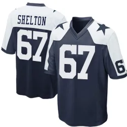 Men's Drew Shelton Dallas Cowboys No.67 Game Throwback Jersey - Navy Blue
