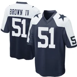 Men's Earnest Brown IV Dallas Cowboys No.51 Game Throwback Jersey - Navy Blue