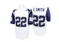 Men's Emmitt Smith Dallas Cowboys No.22 Authentic Mitchell And Ness 75TH Patch Throwback Jersey - White