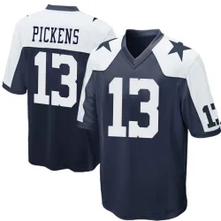 Men's George Pickens Dallas Cowboys No.13 Game Throwback Jersey - Navy Blue