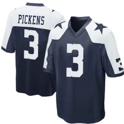 Men's George Pickens Dallas Cowboys No.3 Game Throwback Jersey - Navy Blue