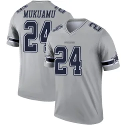 Men's Israel Mukuamu Dallas Cowboys No.24 Legend Inverted Jersey - Gray
