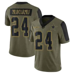 Men's Israel Mukuamu Dallas Cowboys No.24 Limited 2021 Salute To Service Jersey - Olive