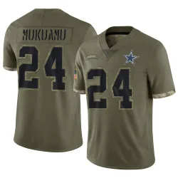 Men's Israel Mukuamu Dallas Cowboys No.24 Limited 2022 Salute To Service Jersey - Olive