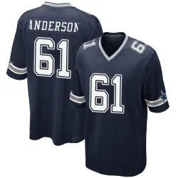 Men's Jack Anderson Dallas Cowboys No.61 Game Team Color Jersey - Navy