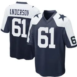 Men's Jack Anderson Dallas Cowboys No.61 Game Throwback Jersey - Navy Blue