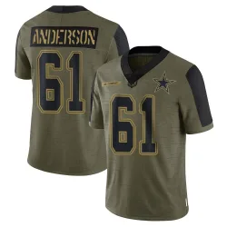 Men's Jack Anderson Dallas Cowboys No.61 Limited 2021 Salute To Service Jersey - Olive