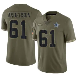 Men's Jack Anderson Dallas Cowboys No.61 Limited 2022 Salute To Service Jersey - Olive