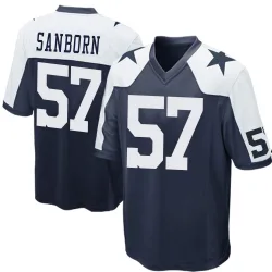 Men's Jack Sanborn Dallas Cowboys No.57 Game Throwback Jersey - Navy Blue