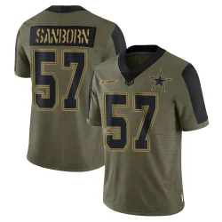 Men's Jack Sanborn Dallas Cowboys No.57 Limited 2021 Salute To Service Jersey - Olive