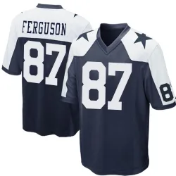 Men's Jake Ferguson Dallas Cowboys No.87 Game Throwback Jersey - Navy Blue