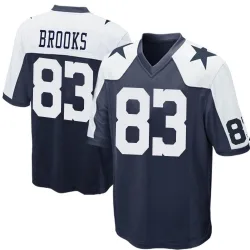 Men's Jalen Brooks Dallas Cowboys No.83 Game Throwback Jersey - Navy Blue