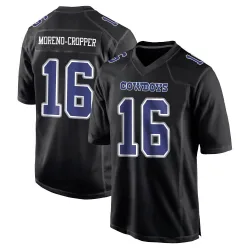 Men's Jalen Moreno-Cropper Dallas Cowboys No.16 Game Carbon Fashion Jersey - Black