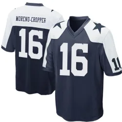 Men's Jalen Moreno-Cropper Dallas Cowboys No.16 Game Throwback Jersey - Navy Blue