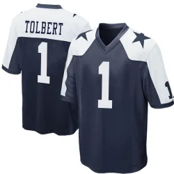 Men's Jalen Tolbert Dallas Cowboys No.1 Game Throwback Jersey - Navy Blue
