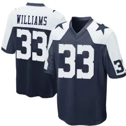 Men's Javonte Williams Dallas Cowboys No.33 Game Throwback Jersey - Navy Blue