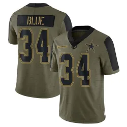Men's Jaydon Blue Dallas Cowboys No.34 Limited 2021 Salute To Service Jersey - Olive