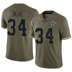 Men's Jaydon Blue Dallas Cowboys No.34 Limited 2022 Salute To Service Jersey - Olive