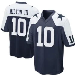 Men's Joe Milton III Dallas Cowboys No.10 Game Throwback Jersey - Navy Blue