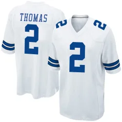 Men's Juanyeh Thomas Dallas Cowboys No.2 Game Jersey - White